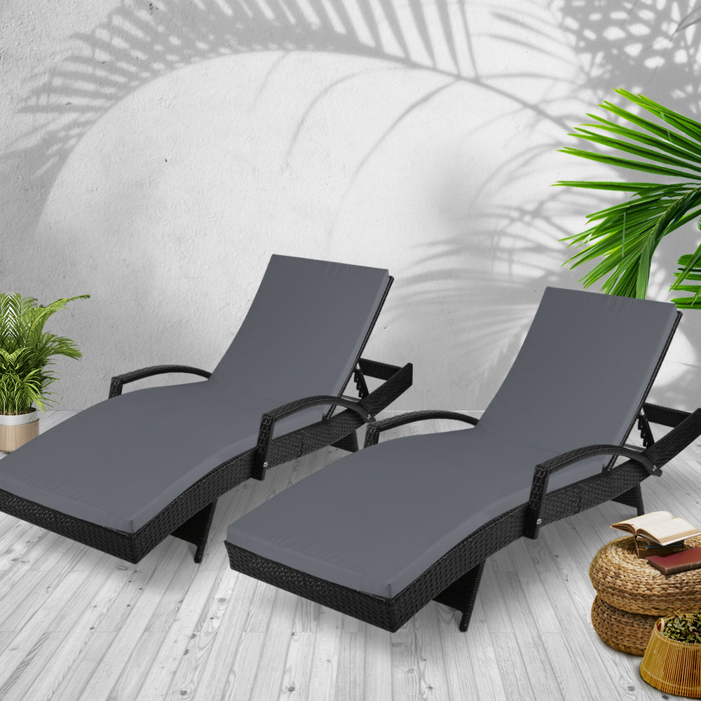 Korra Sun Lounge Wicker - Grey (set of 2)