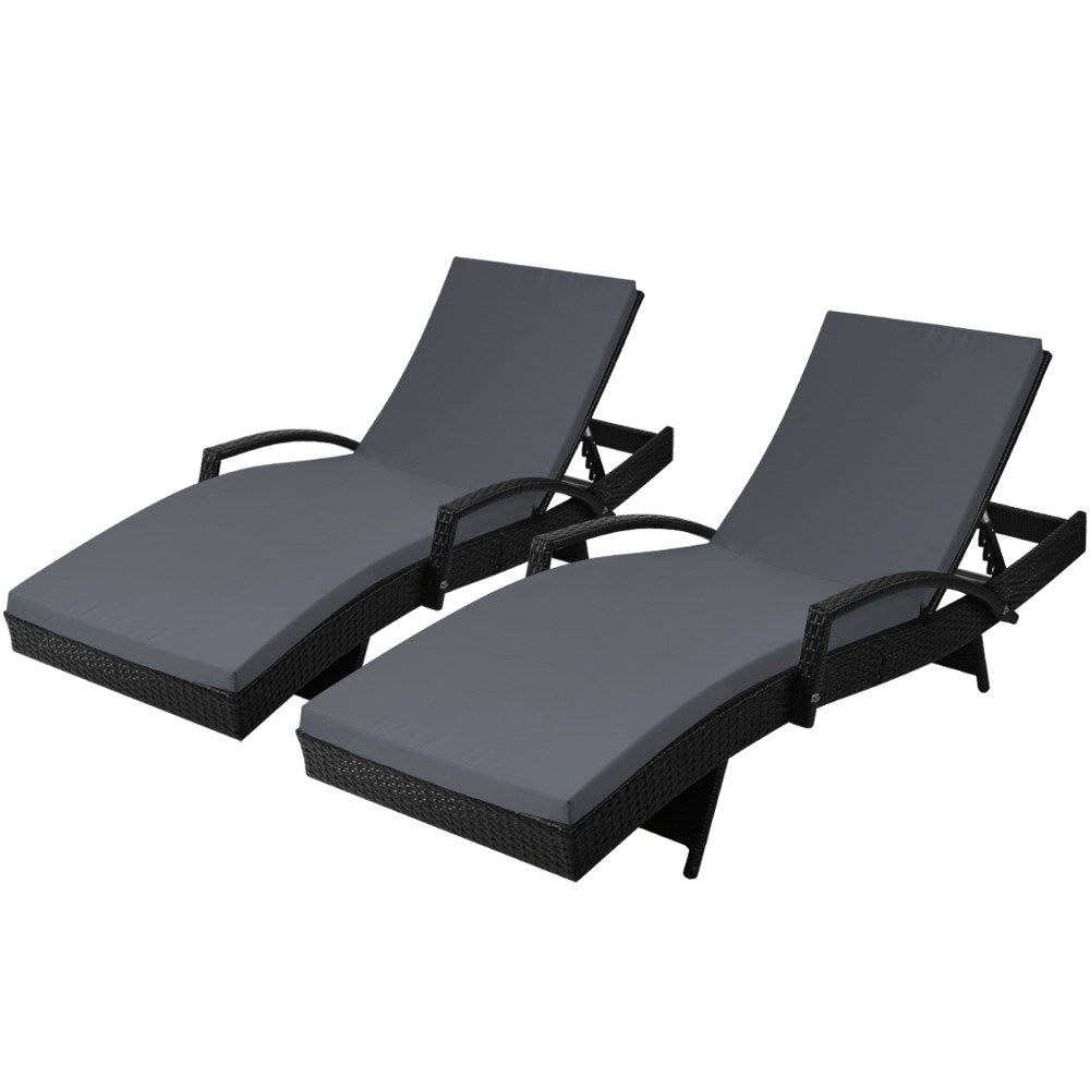 Korra Sun Lounge Wicker - Grey (set of 2)