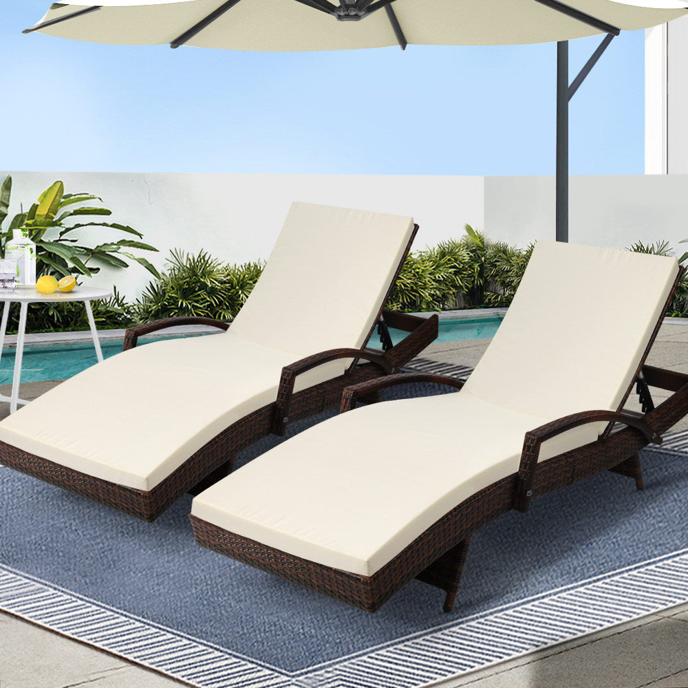 Korra Sun Lounge Wicker - Beige (set of 2)