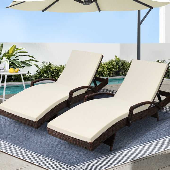Korra Sun Lounge Wicker - Beige (set of 2)