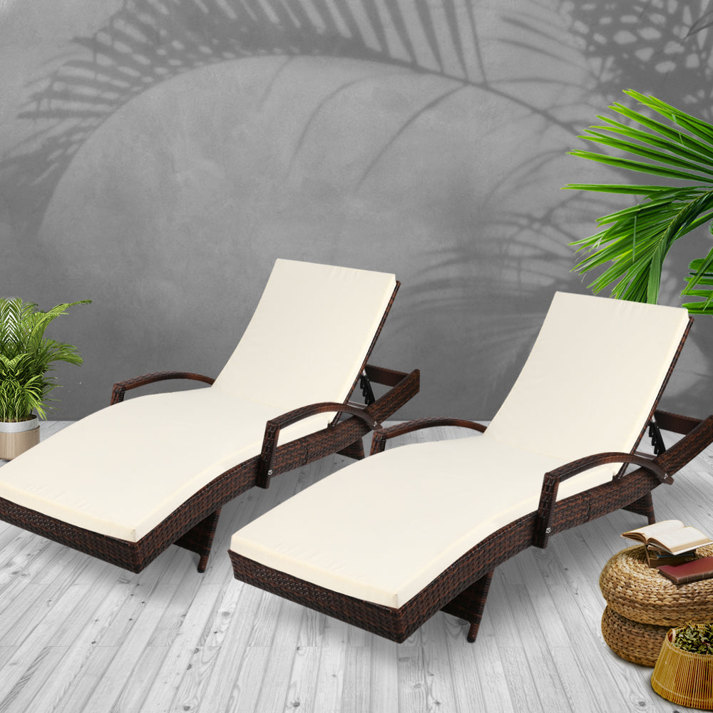 Korra Sun Lounge Wicker - Beige (set of 2)
