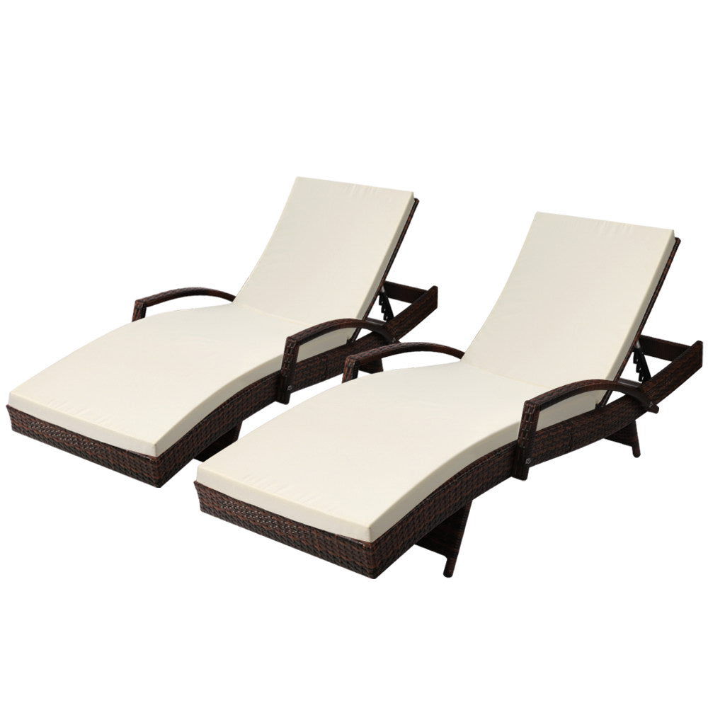 Korra Sun Lounge Wicker - Beige (set of 2)