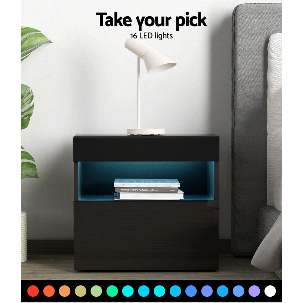 Korra Bedside Table LED - HERES Black