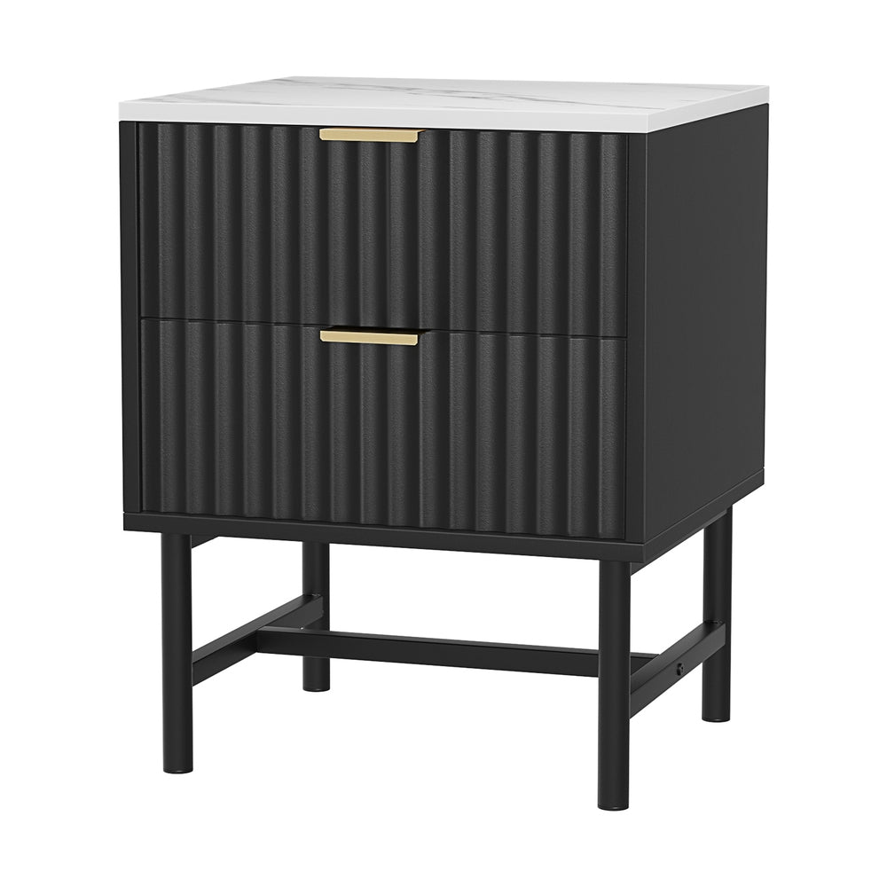 Korra Bedside Table 2 Drawers - Black