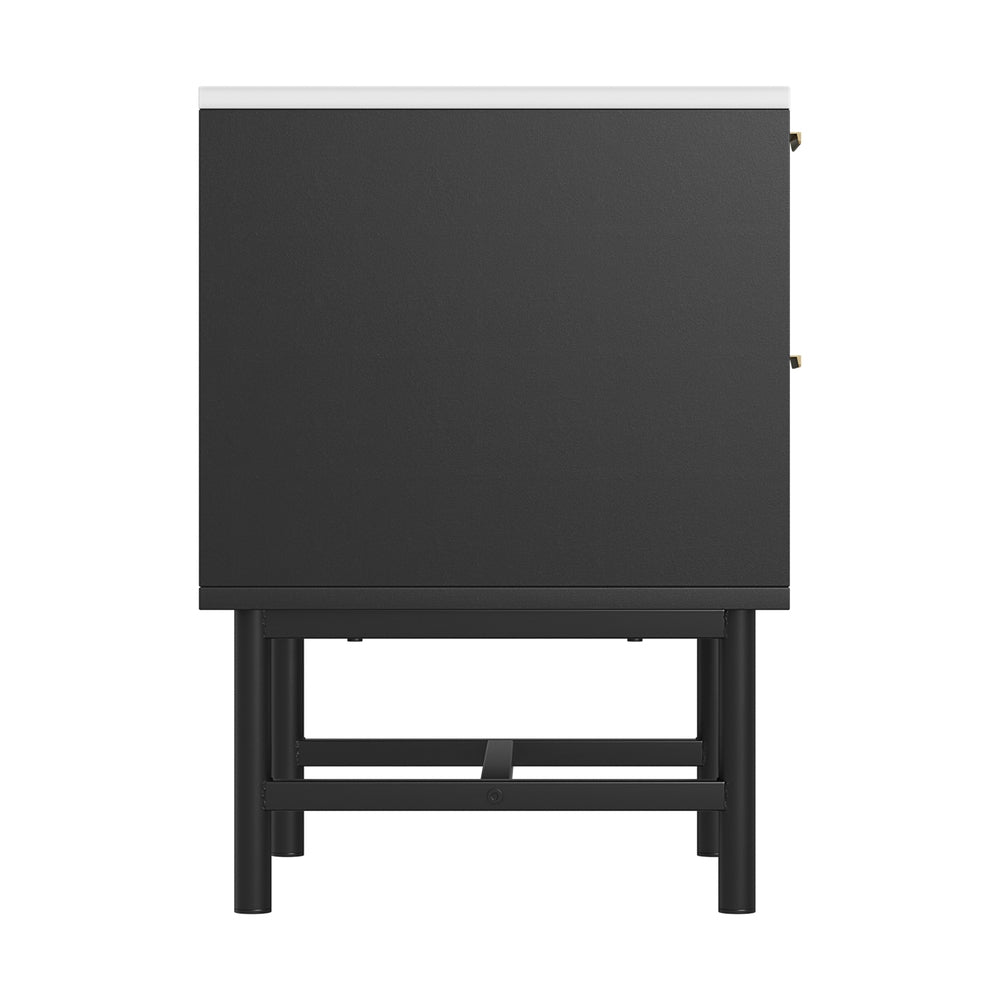 Korra Bedside Table 2 Drawers - Black