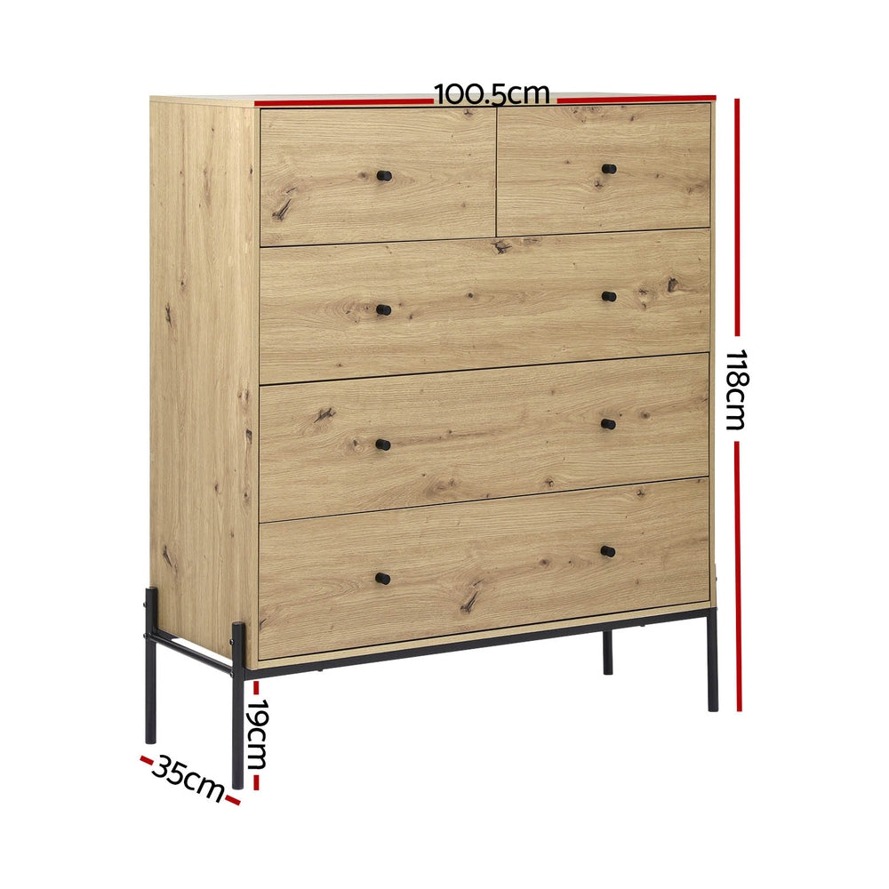 Korra 5 Chest of Drawers - ARNO Pine