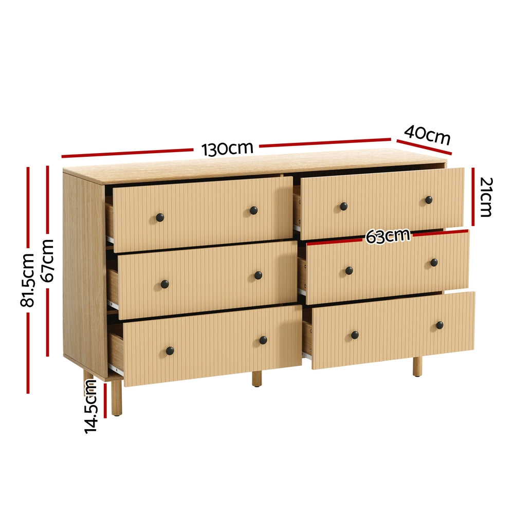 Korra 6 Chest of Drawers Tallboy Cabinet - RUTH Pine