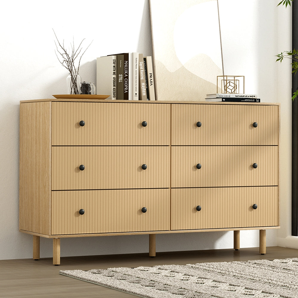 Korra 6 Chest of Drawers Tallboy Cabinet - RUTH Pine