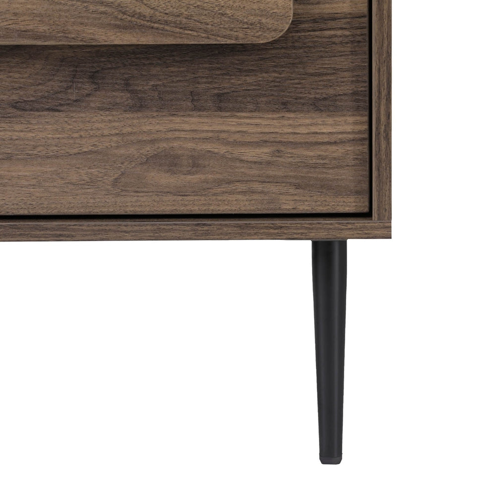 Korra Bedside Table Nightstand 2 Drawers - Walnut