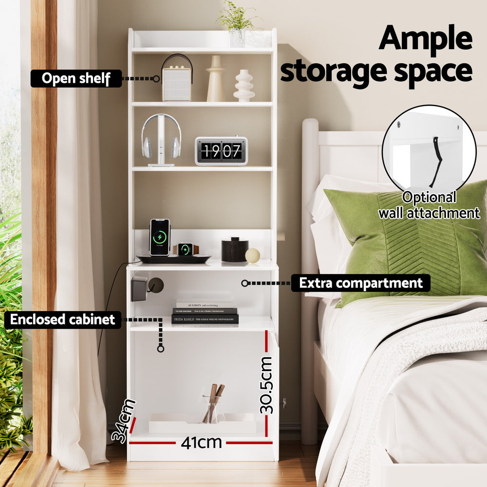 Korra Bedside Table Nightstand Charging Station