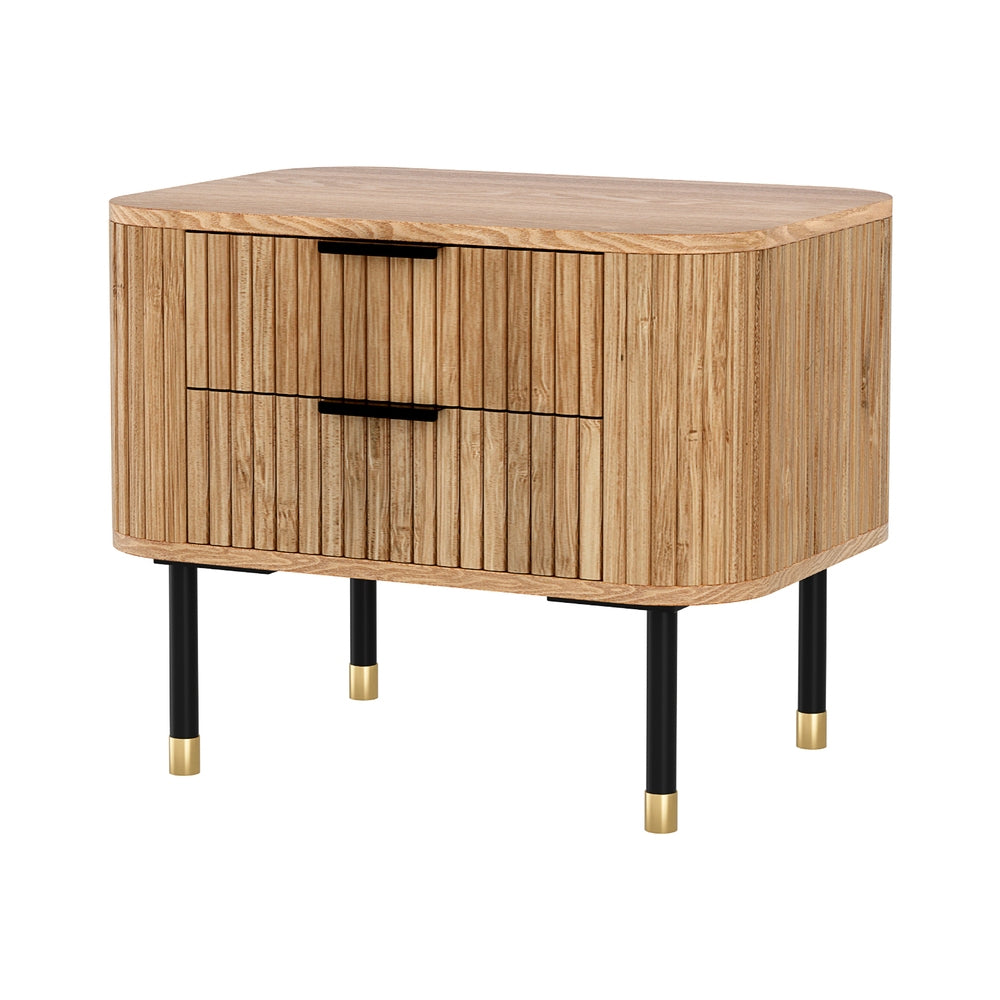 Korra Bedside Table 2 Drawers Paulownia Wood Pine
