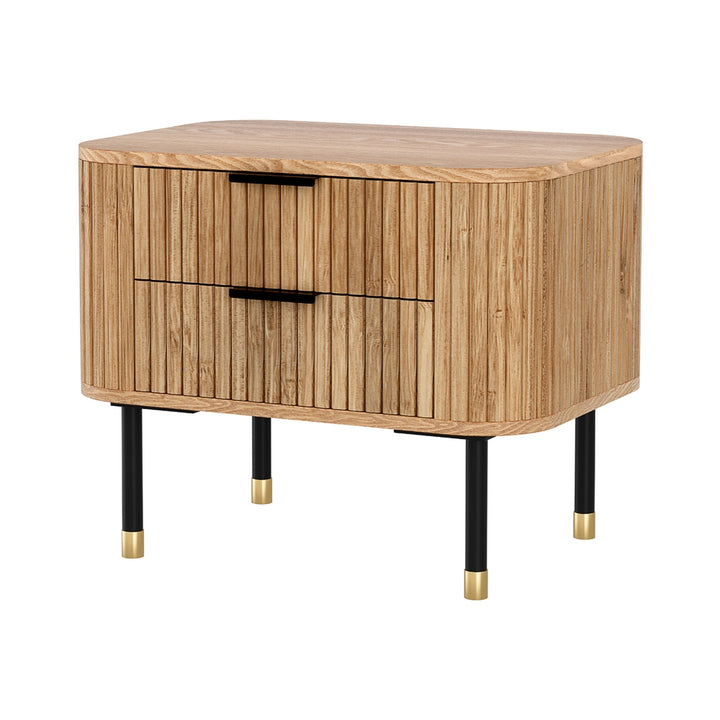 Korra Bedside Table 2 Drawers Paulownia Wood Pine