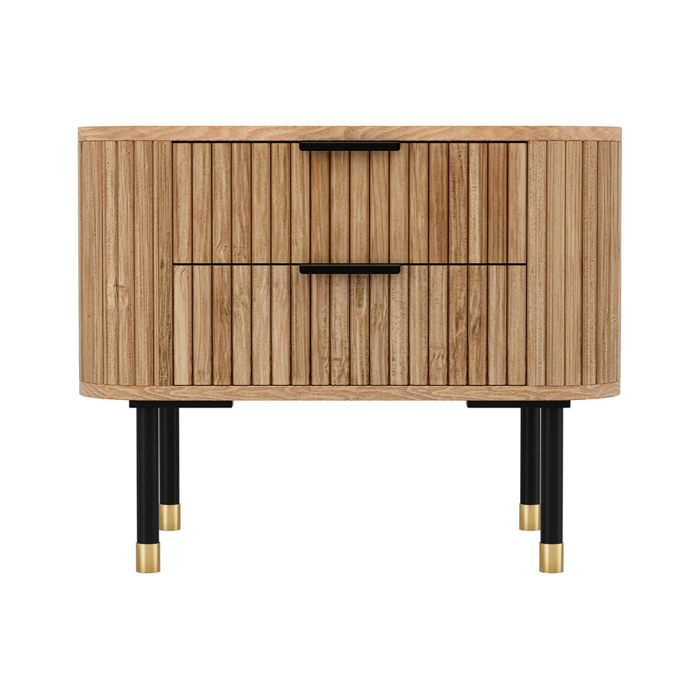 Korra Bedside Table 2 Drawers Paulownia Wood Pine