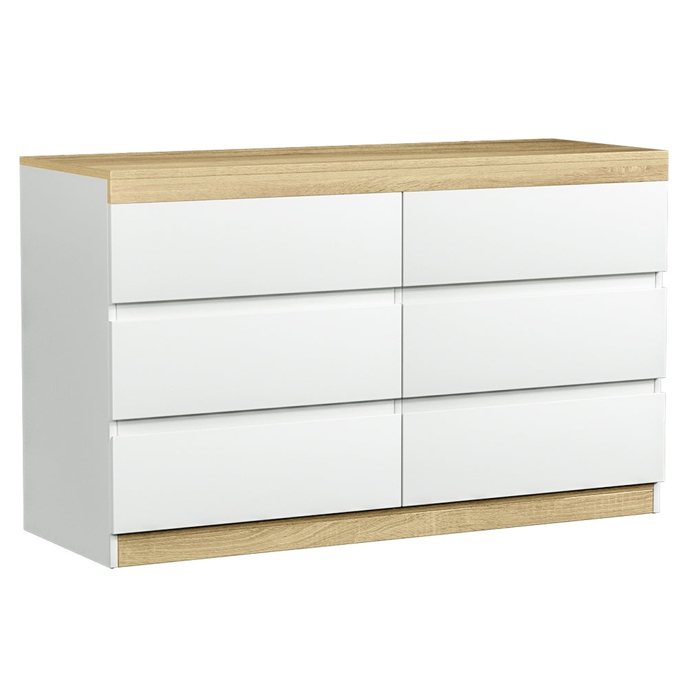 Korra 6 Chest of Drawers Cabinet Dresser Table Tallboy Storage Bedroom White