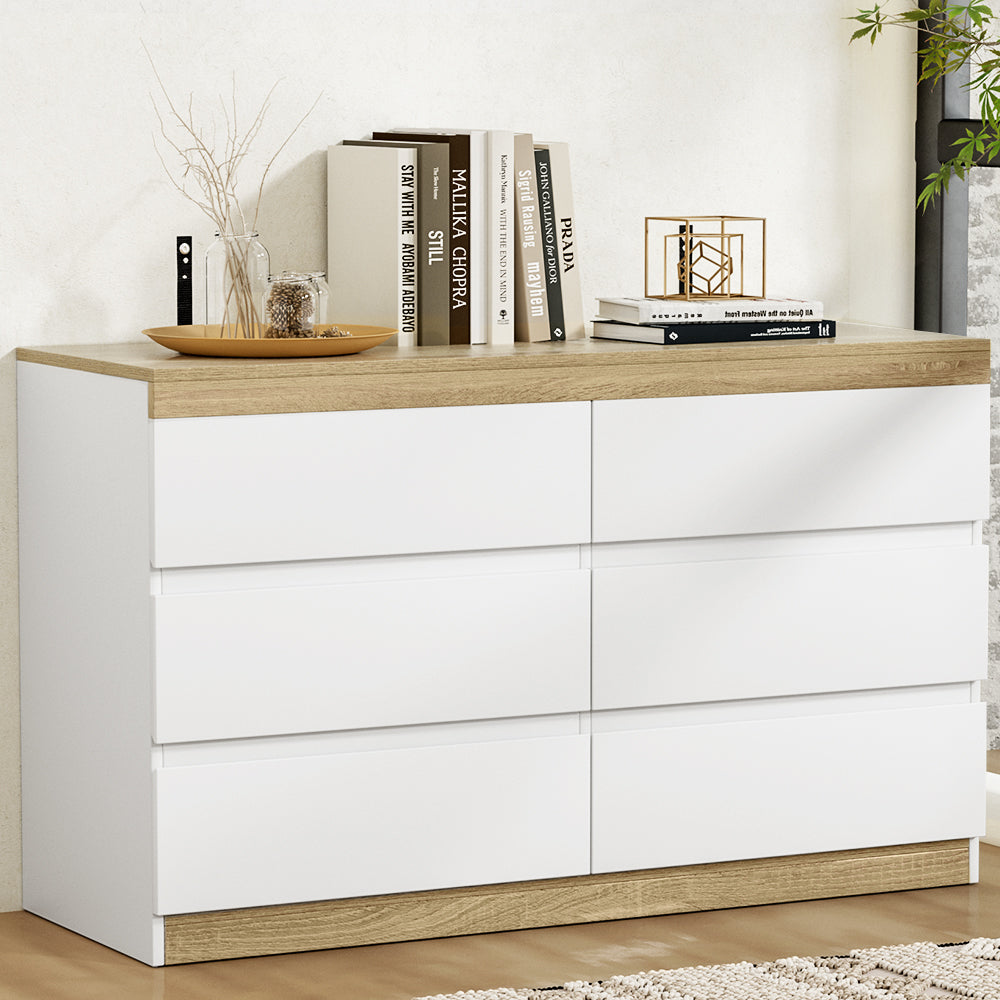 Korra 6 Chest of Drawers Cabinet Dresser Table Tallboy Storage Bedroom White