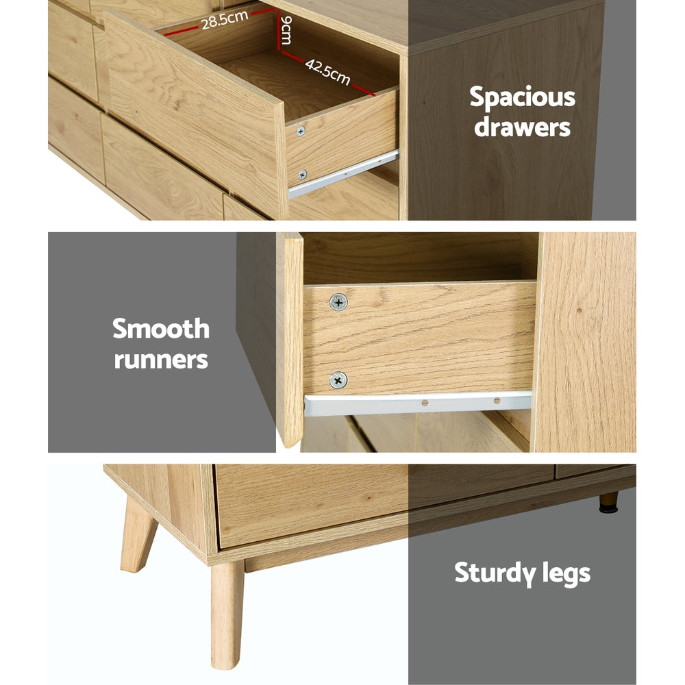Korra 9 Chest of Drawers Tallboy Cabinet - XAVI Pine