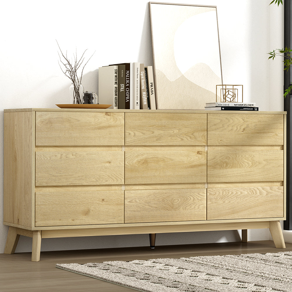 Korra 9 Chest of Drawers Tallboy Cabinet - XAVI Pine