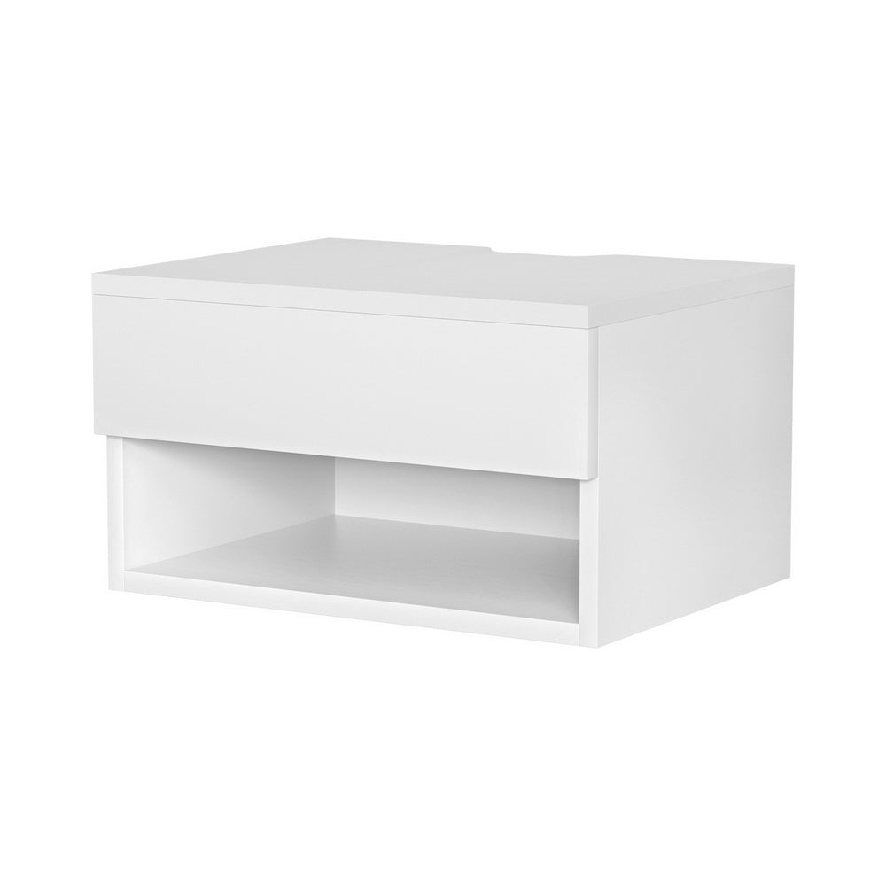 Korra Floating Bedside Table Nightstand Drawer White