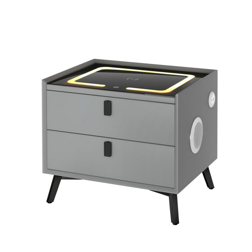 Korra Smart Bedside Table with Wireless Charging - AIKA Grey