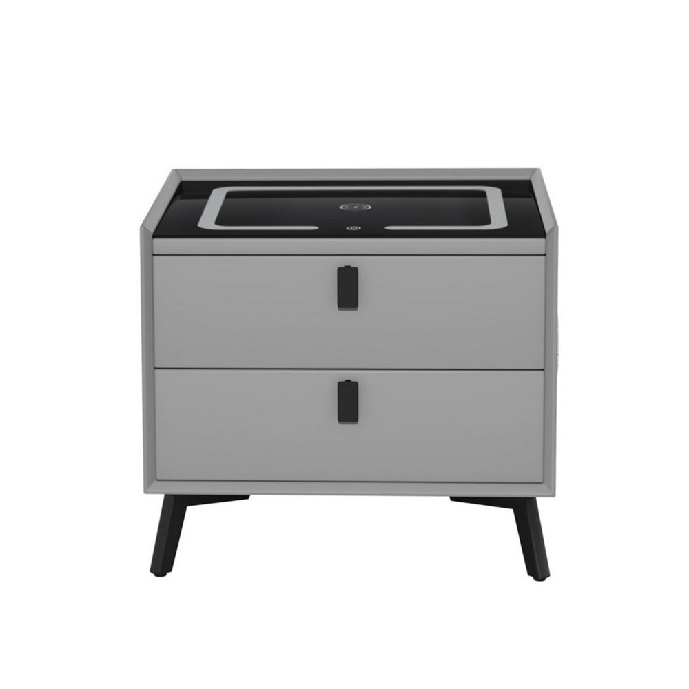Korra Smart Bedside Table with Wireless Charging - AIKA Grey
