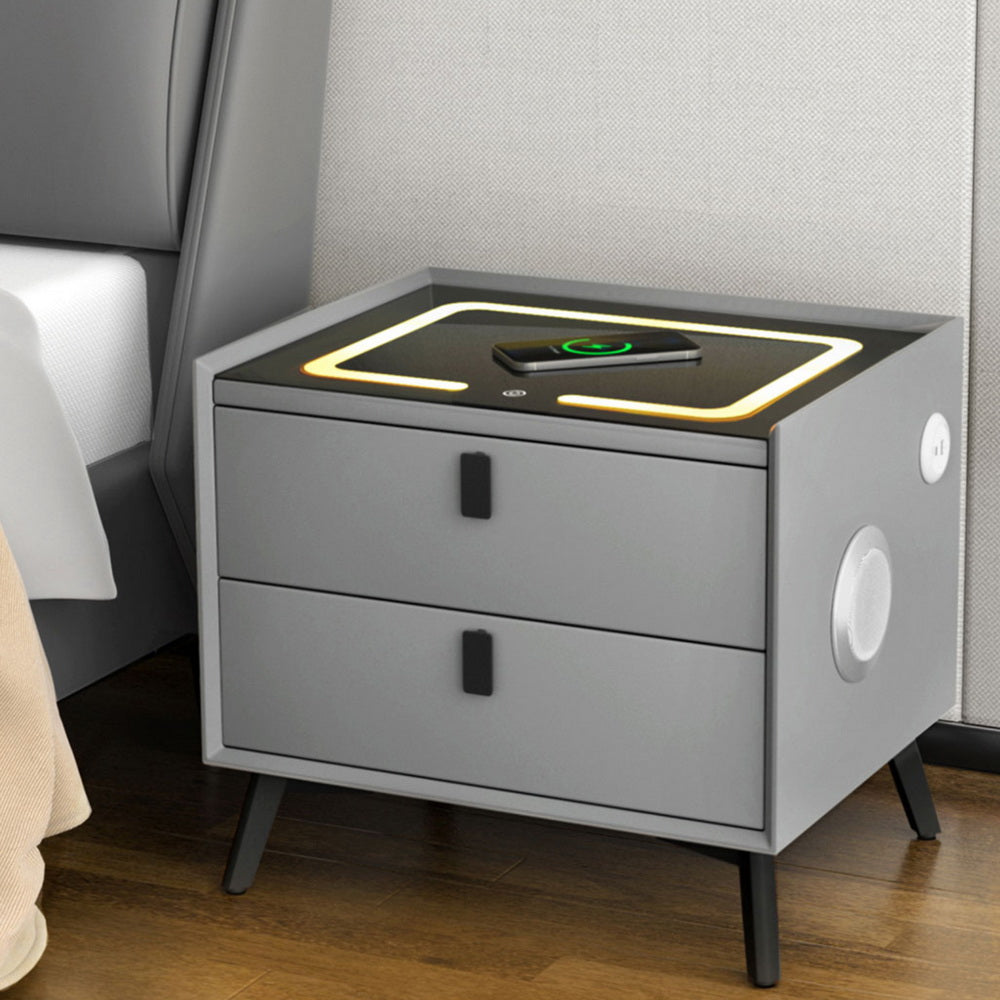 Korra Smart Bedside Table with Wireless Charging - AIKA Grey