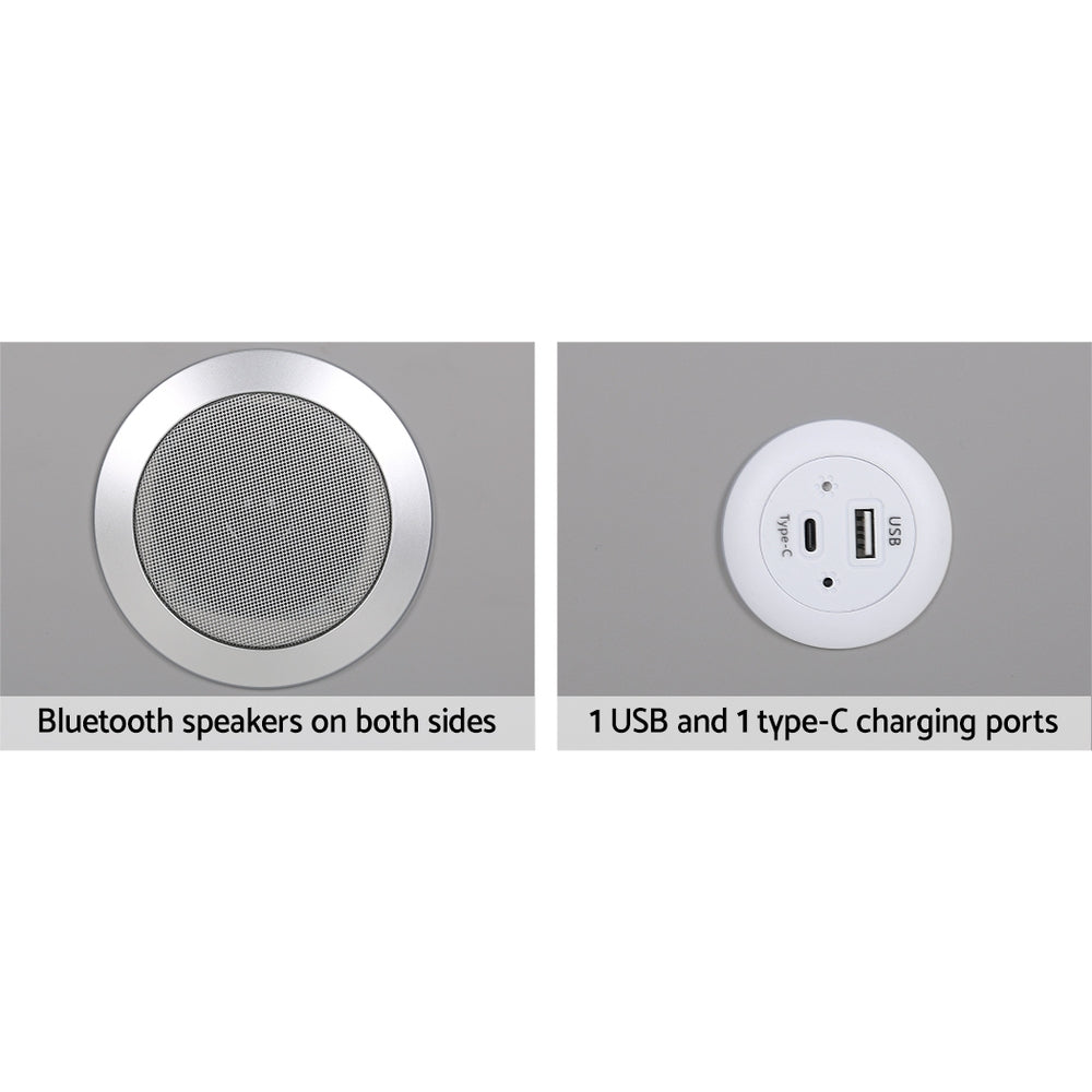 Korra Smart Bedside Table 2 Drawers with Wireless Charging Ports LED Grey AIDA