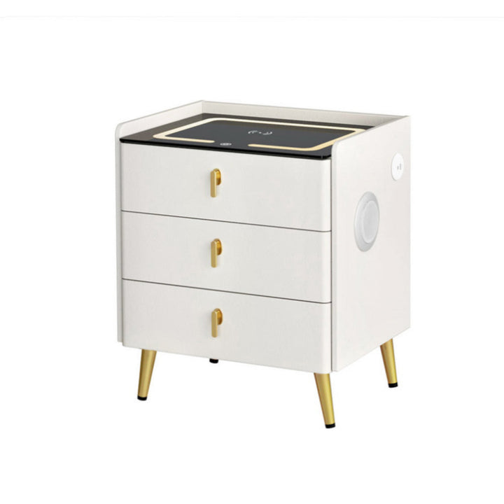 Korra Bedside Table Wireless Charging - ALMA White