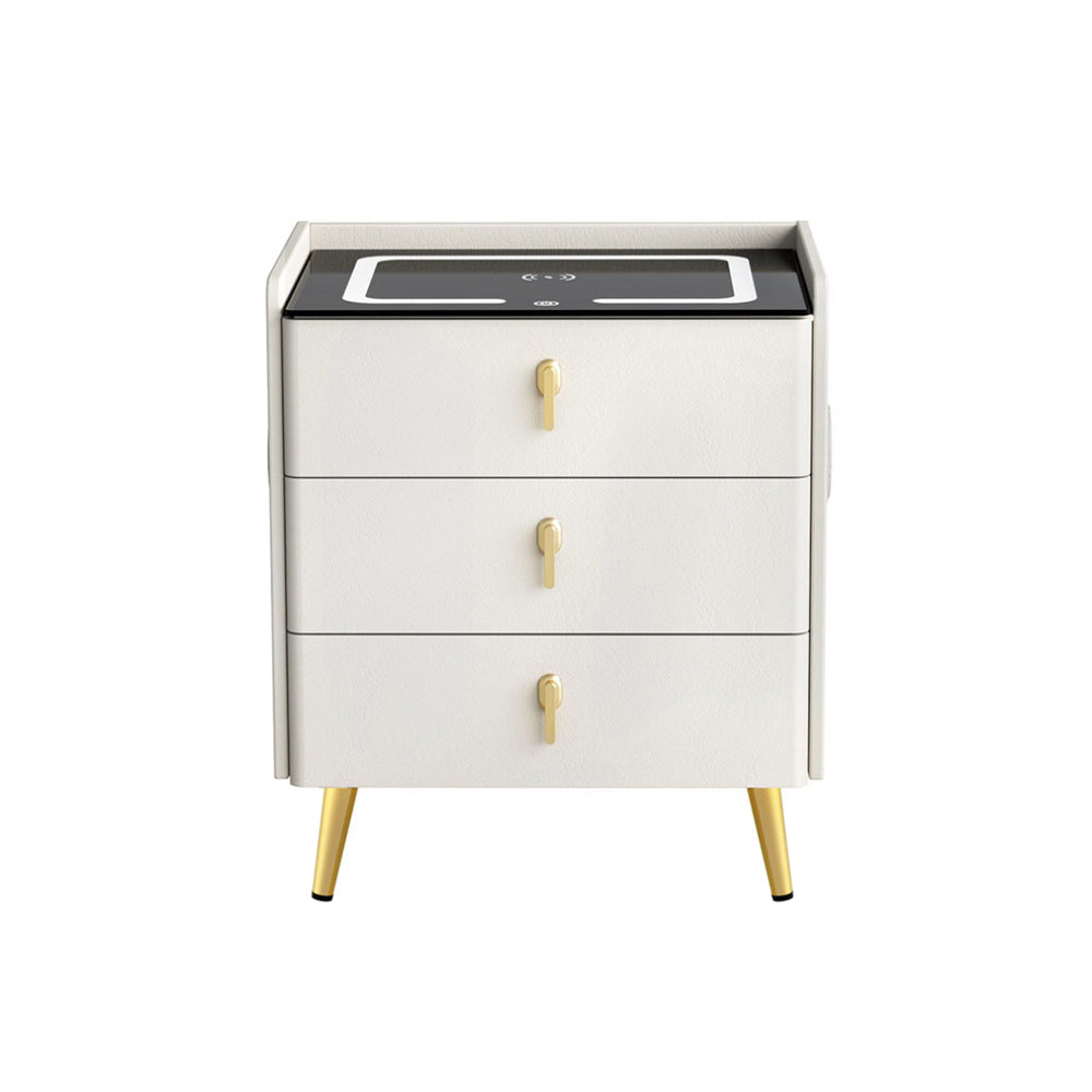 Korra Bedside Table Wireless Charging - ALMA White