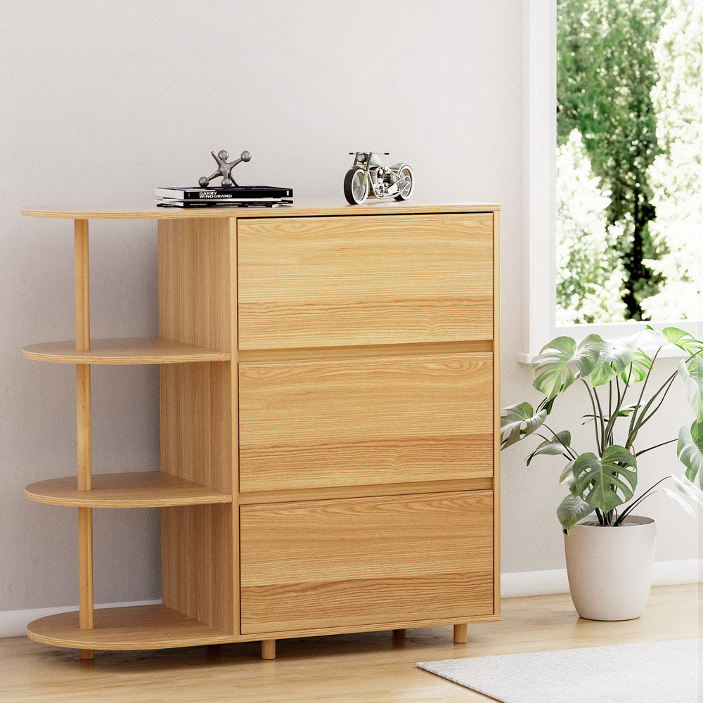 Korra Chest of 3 Drawers Storage Cabinet 3 Shelves Pine
