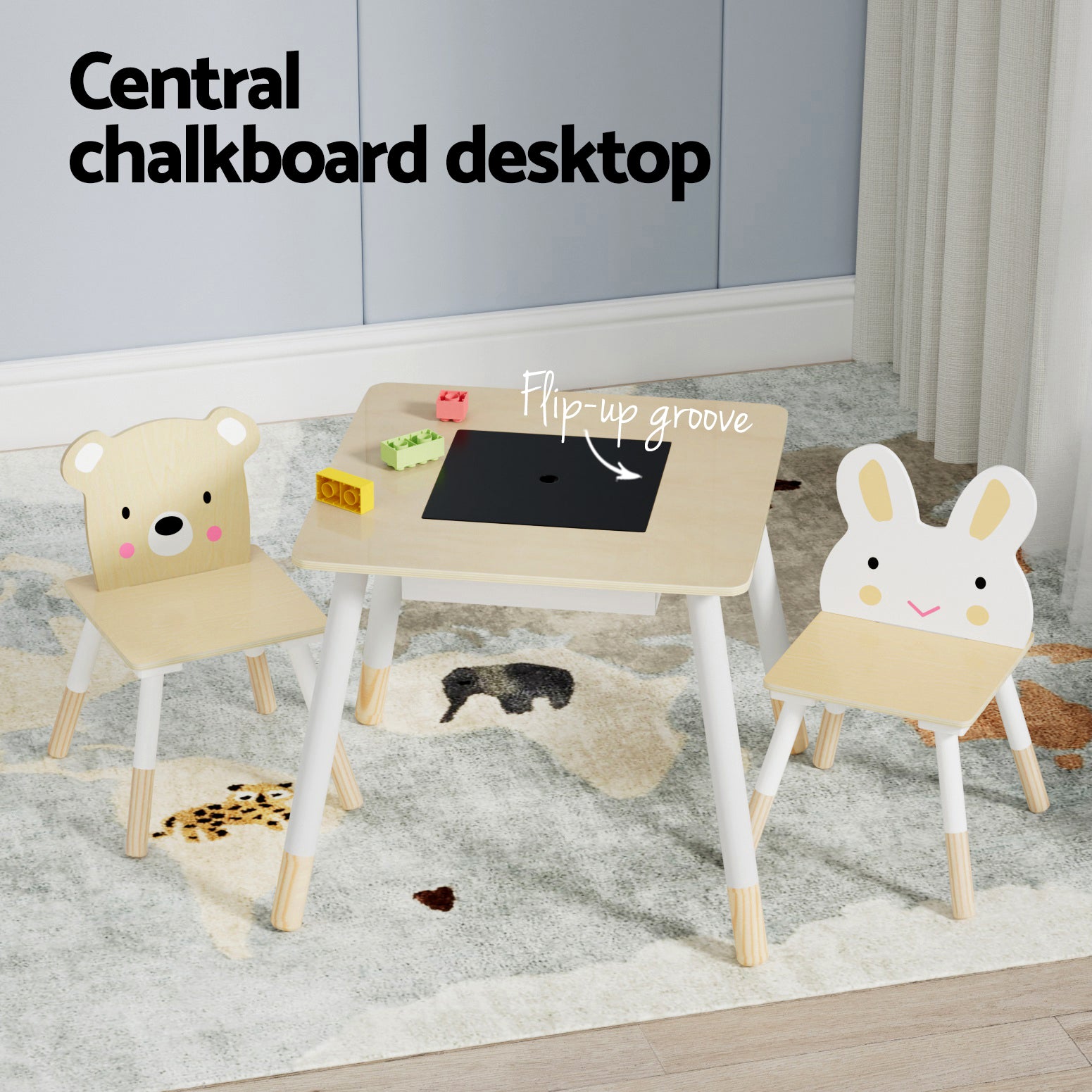 Korra - Cute Animal 3PCS Kids Table and Chairs