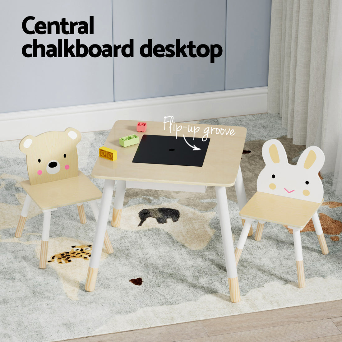 Korra - Cute Animal 3PCS Kids Table and Chairs