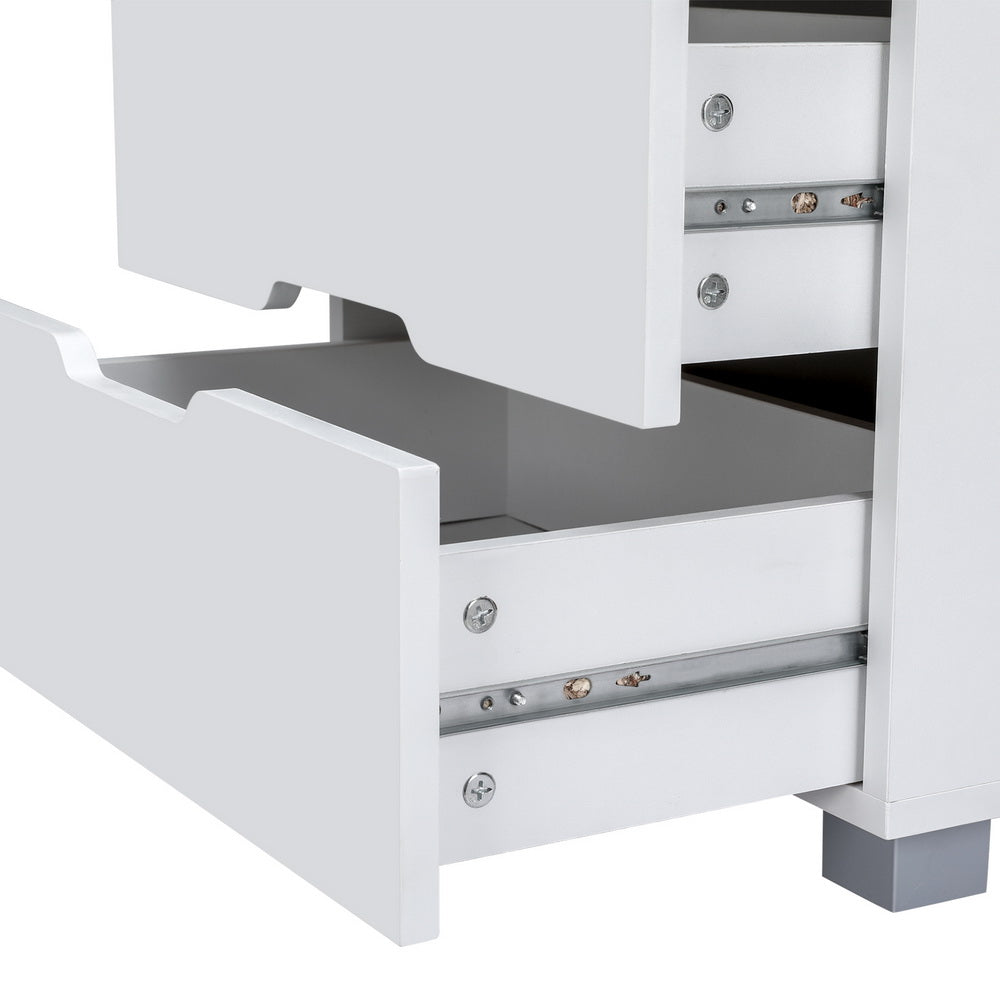 Korra Smart Bedside Table 3 Drawers with Wireless Charging Ports LED White ADAD