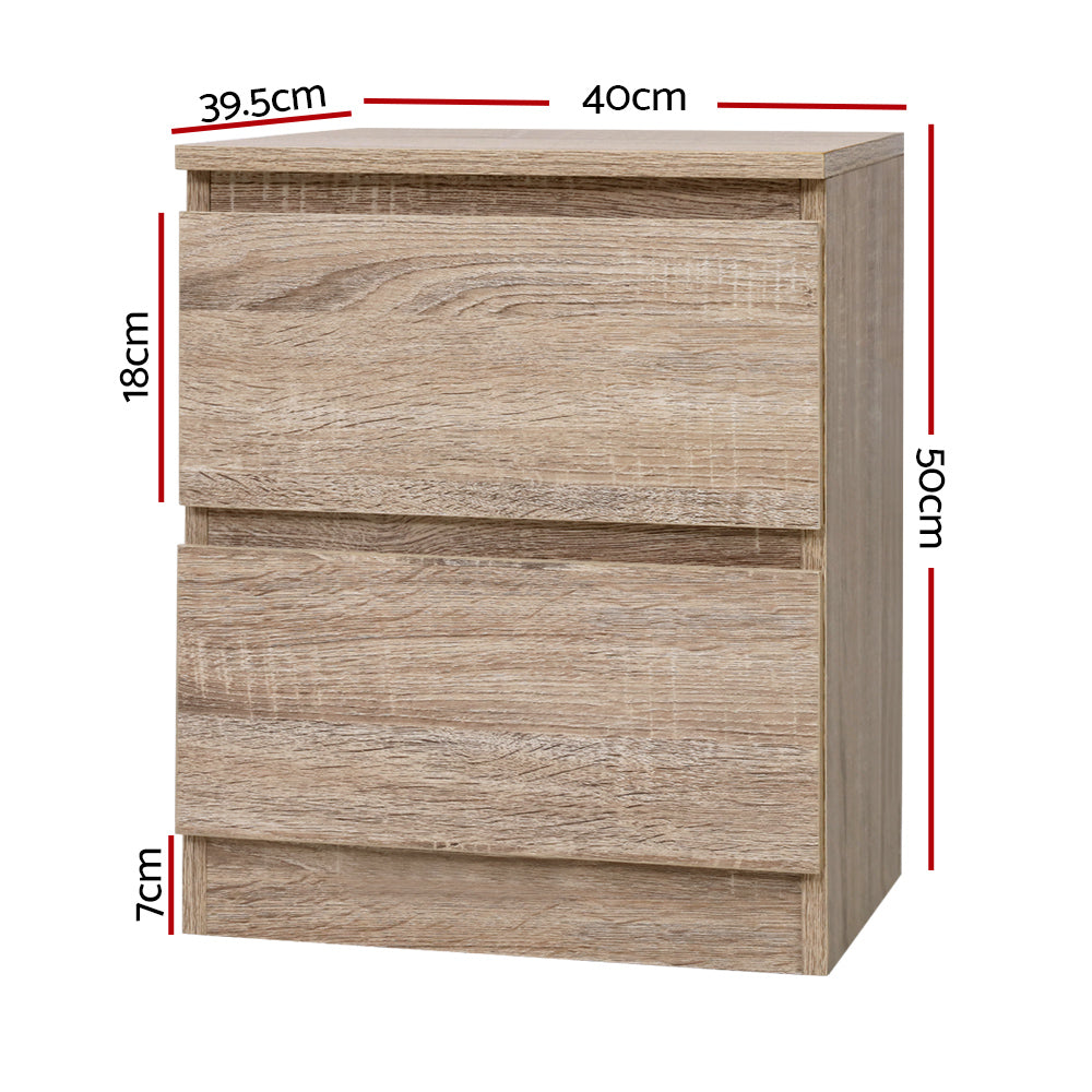 Korra Bedside Table 2 Drawers - PEPE Oak