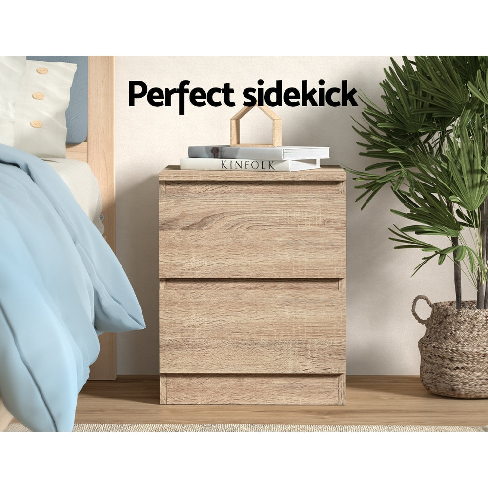 Korra Bedside Table 2 Drawers - PEPE Oak