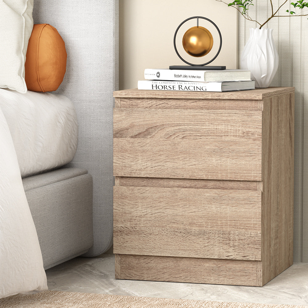Korra Bedside Table 2 Drawers - PEPE Oak