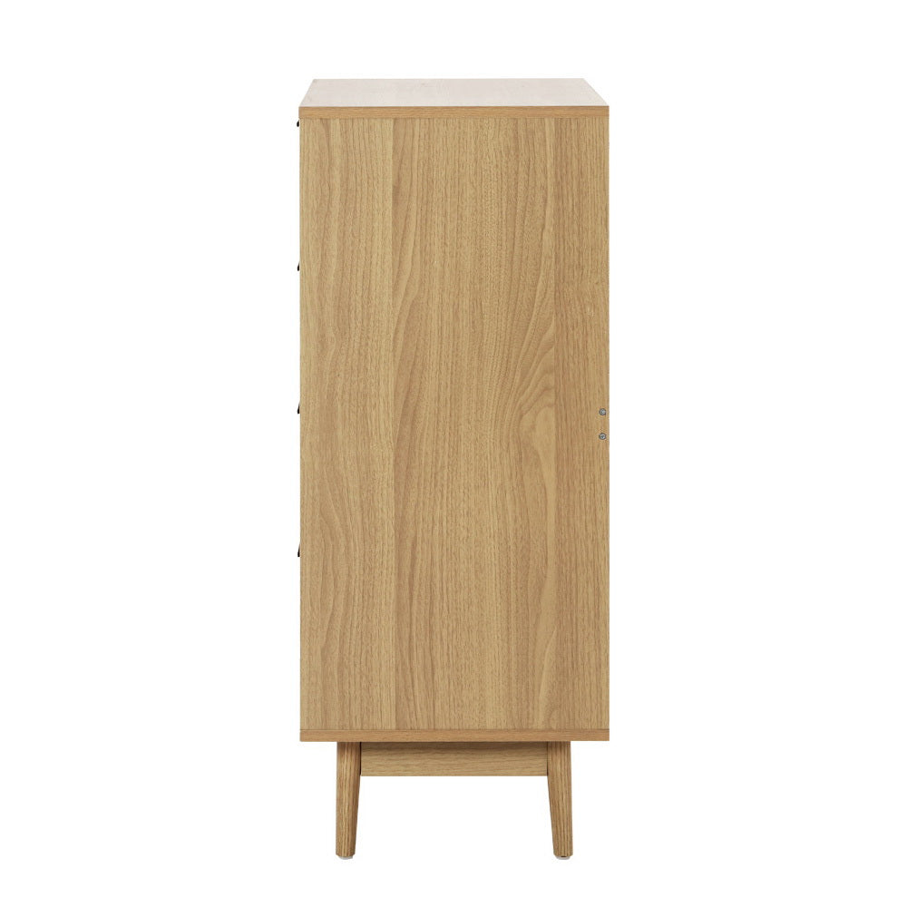 Korra 4 Chest of Drawers Rattan Tallboy Pine - BRIONY