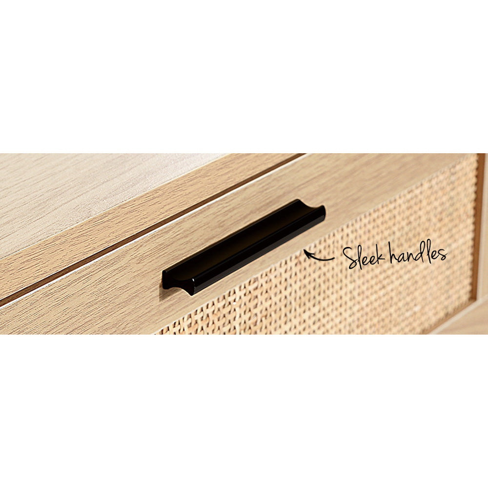 Korra 4 Chest of Drawers Rattan Tallboy Pine - BRIONY