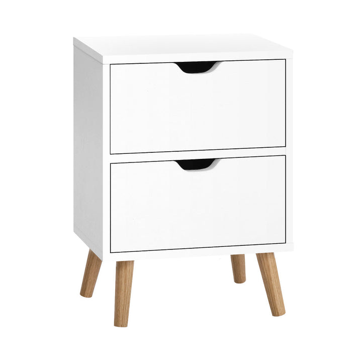 Korra Bedside Table 2 Drawers - BODEN White