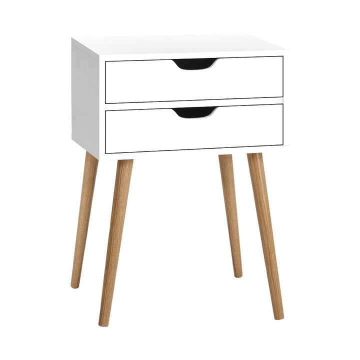 Korra Bedside Table 2 Drawers - BODIE White