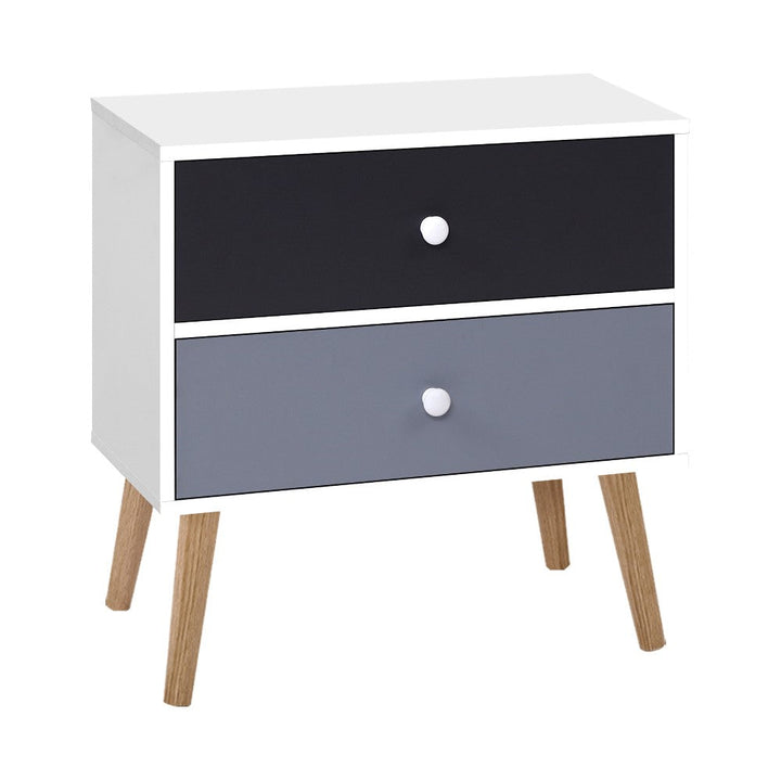 Korra Bedside Table 2 Drawers - BONDS White