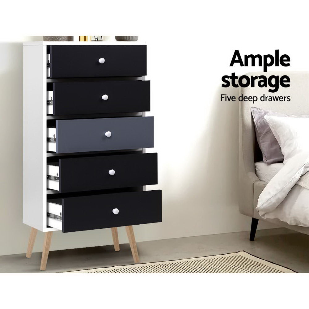 Korra 5 Chest of Drawers - BONDS White