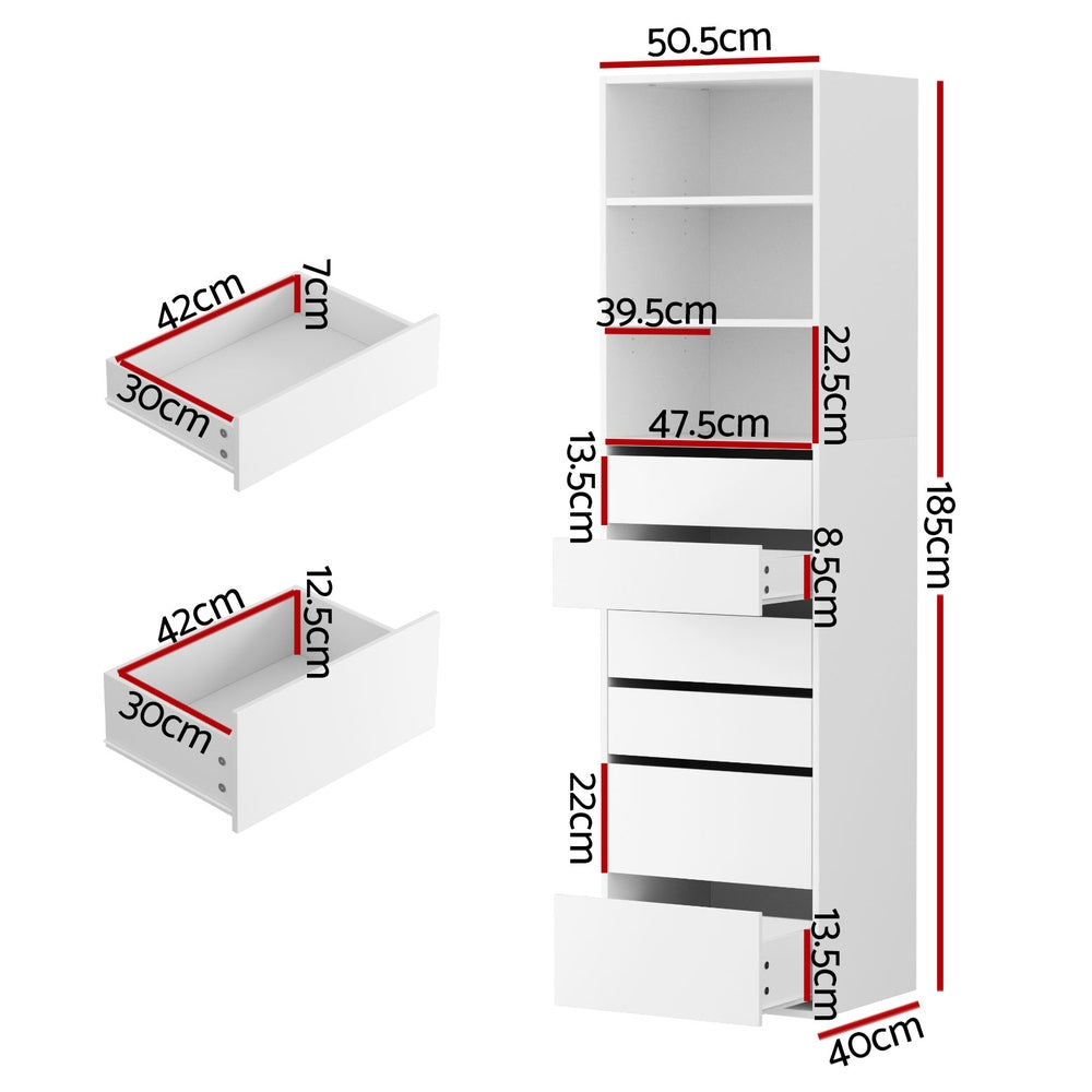 Korra 6 Chest of Drawers Tallboy Cabinet White