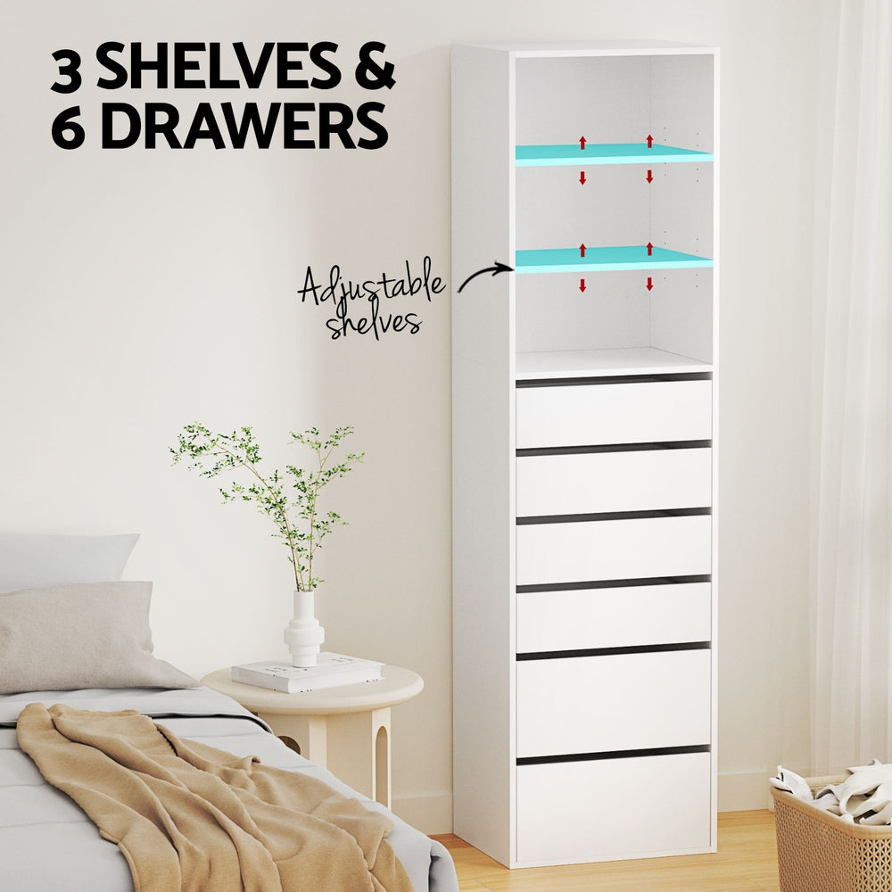 Korra 6 Chest of Drawers Tallboy Cabinet White