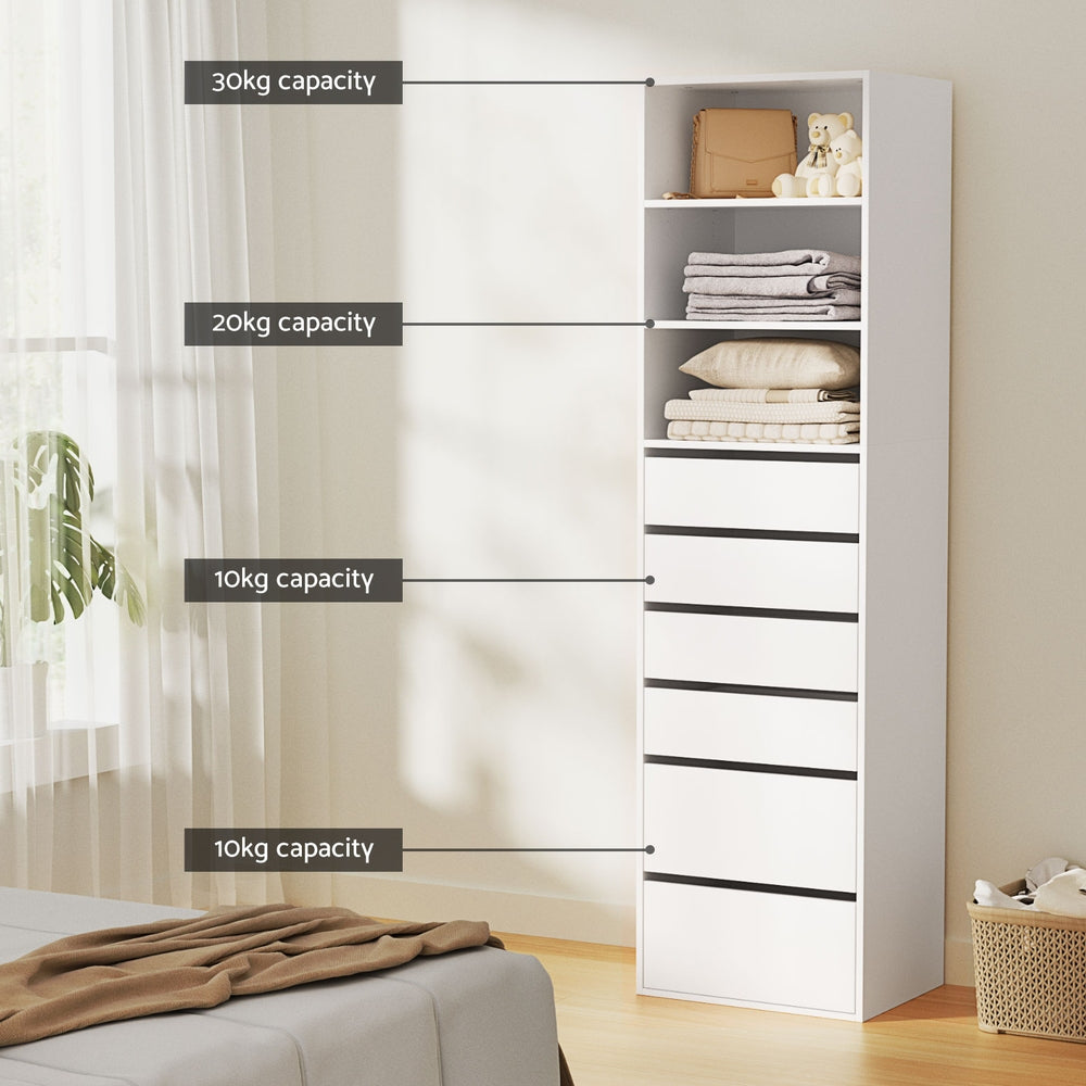 Korra 6 Chest of Drawers Tallboy Cabinet White