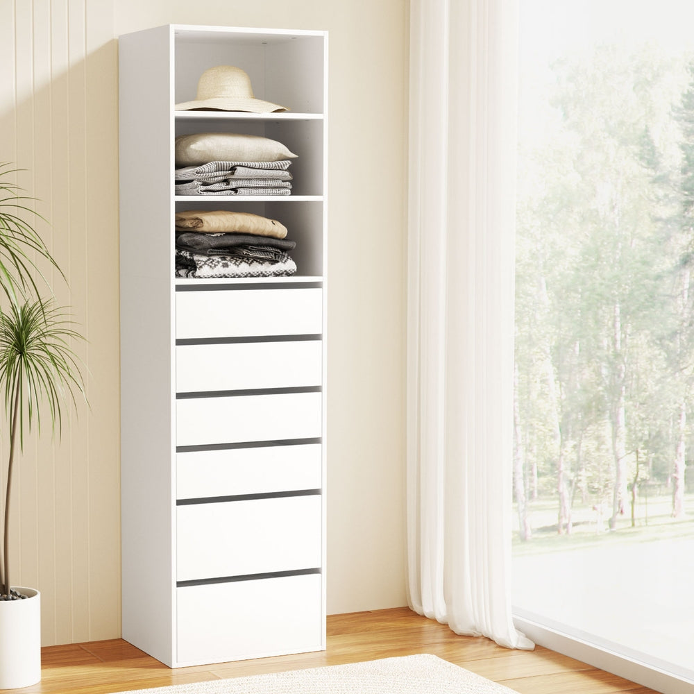 Korra 6 Chest of Drawers Tallboy Cabinet White