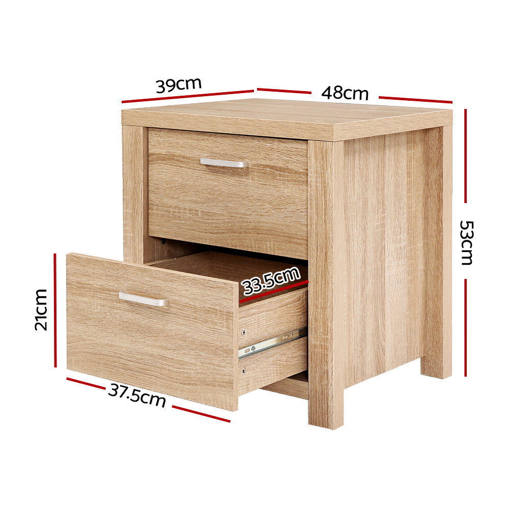 Korra Bedside Table 2 Drawers - MAXI Pine