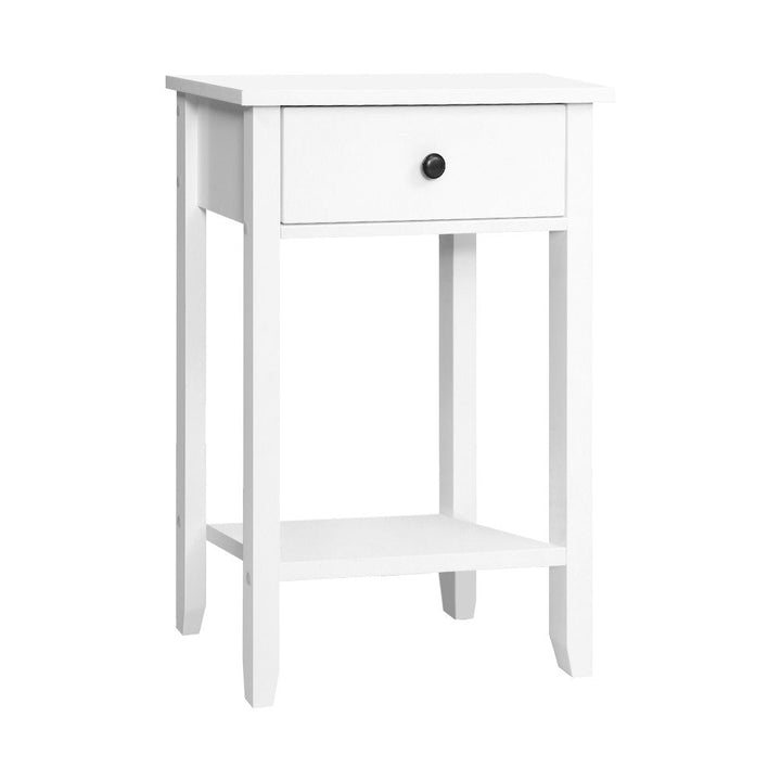 Korra Bedside Table 1 Drawer with Shelf - BOWIE White