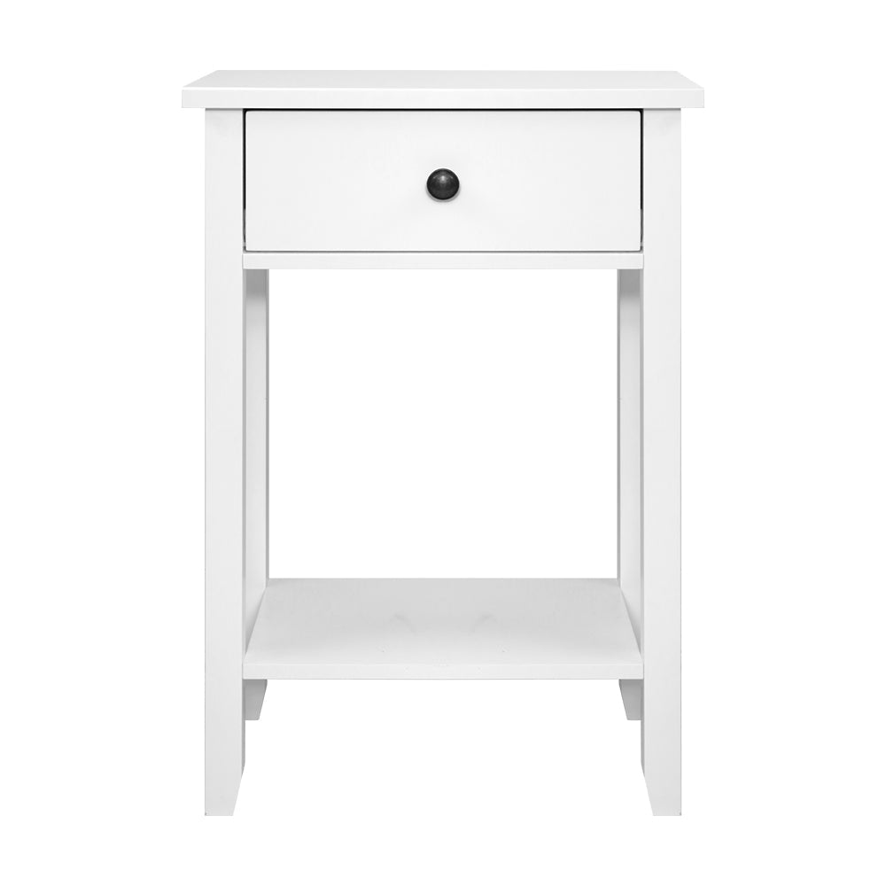 Korra Bedside Table 1 Drawer with Shelf - BOWIE White