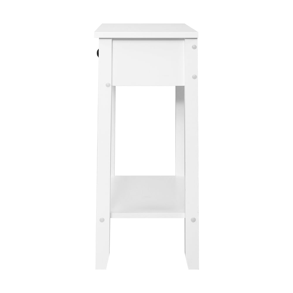 Korra Bedside Table 1 Drawer with Shelf - BOWIE White