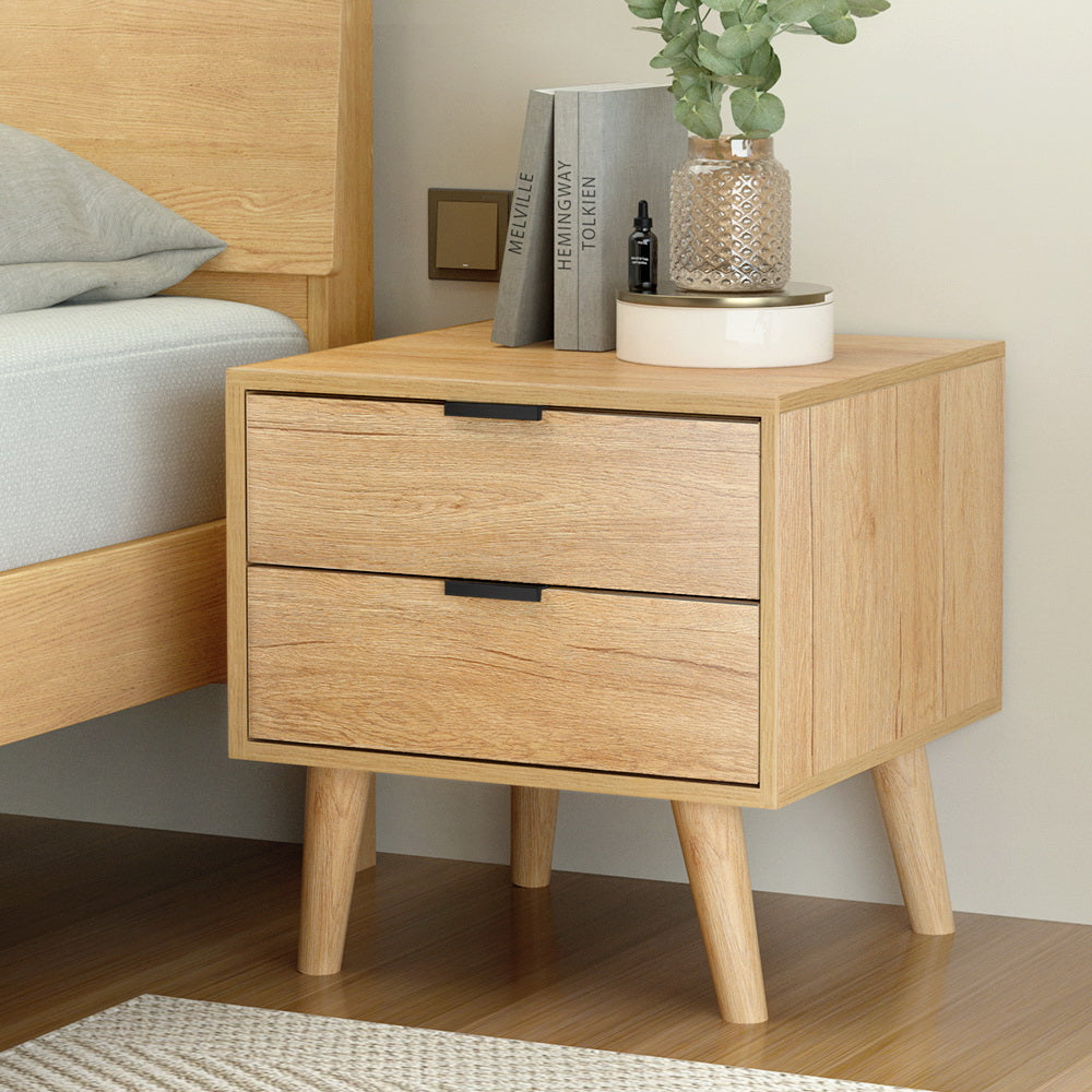 Korra Bedside Table 2 Drawers - Pine